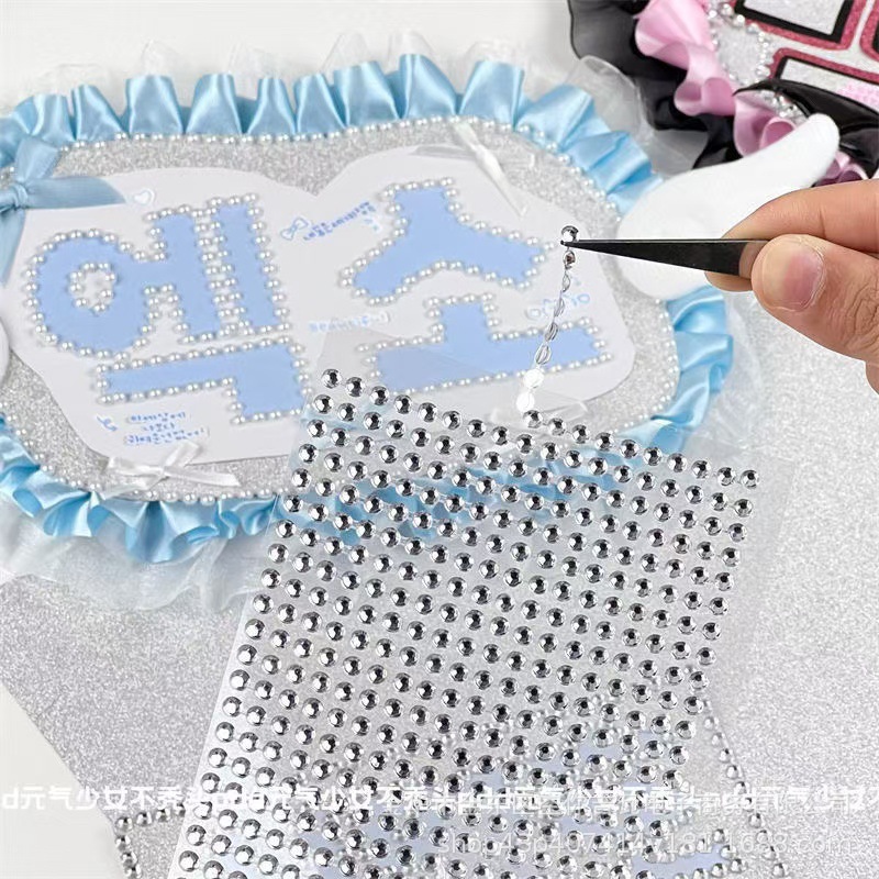 Scrapbooking - 방수 라인스톤 진주 체인 스티커 3D
