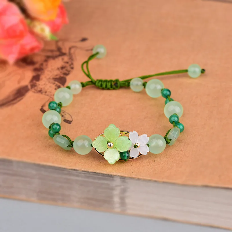 녹색 옥 꽃 팔찌 부적 비즈 쥬얼리, 탈리스만 뱅글 디 - Beading 리뷰 및 가격