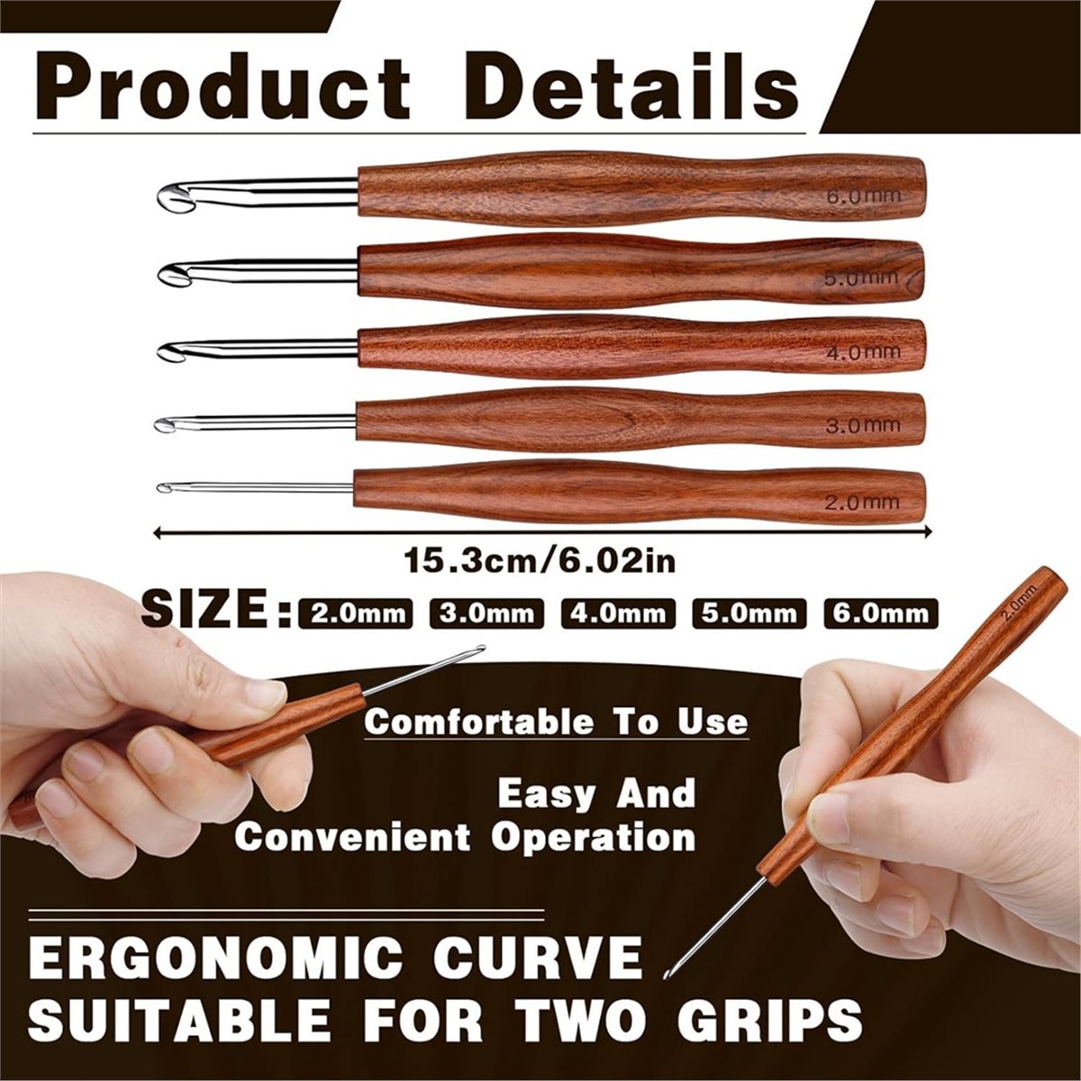 AT16 5개 크로셰 바늘, 관절염이 있는 손을 위한  - Wooden Crochet Hooks Ergonomic Handle 리뷰 및 가격
