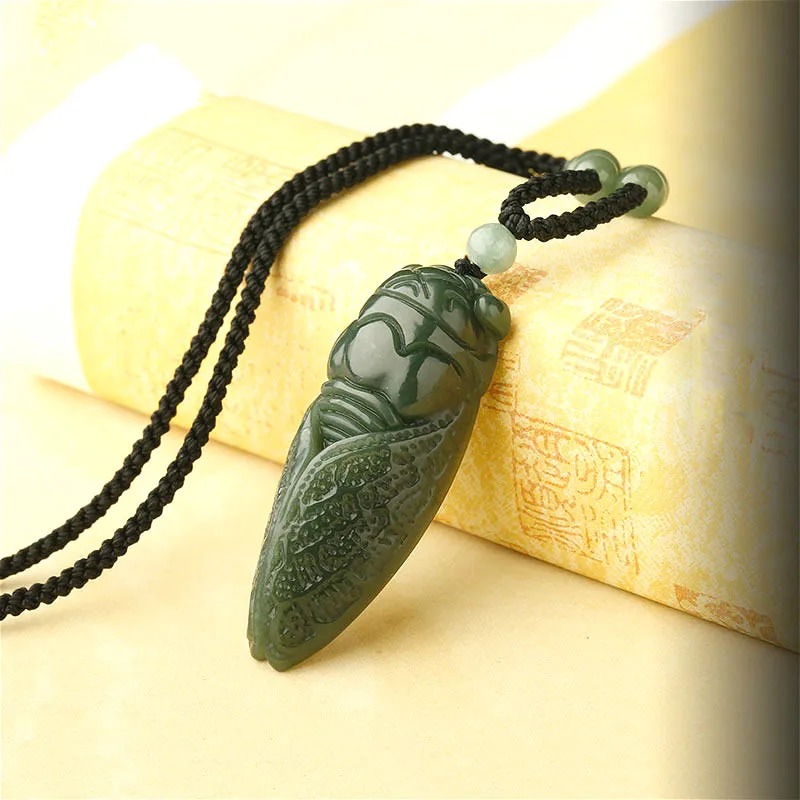 천연 헤티안 옥 매미 펜던트 비즈 목걸이, 매력적인 주 - Beading 리뷰 및 가격
