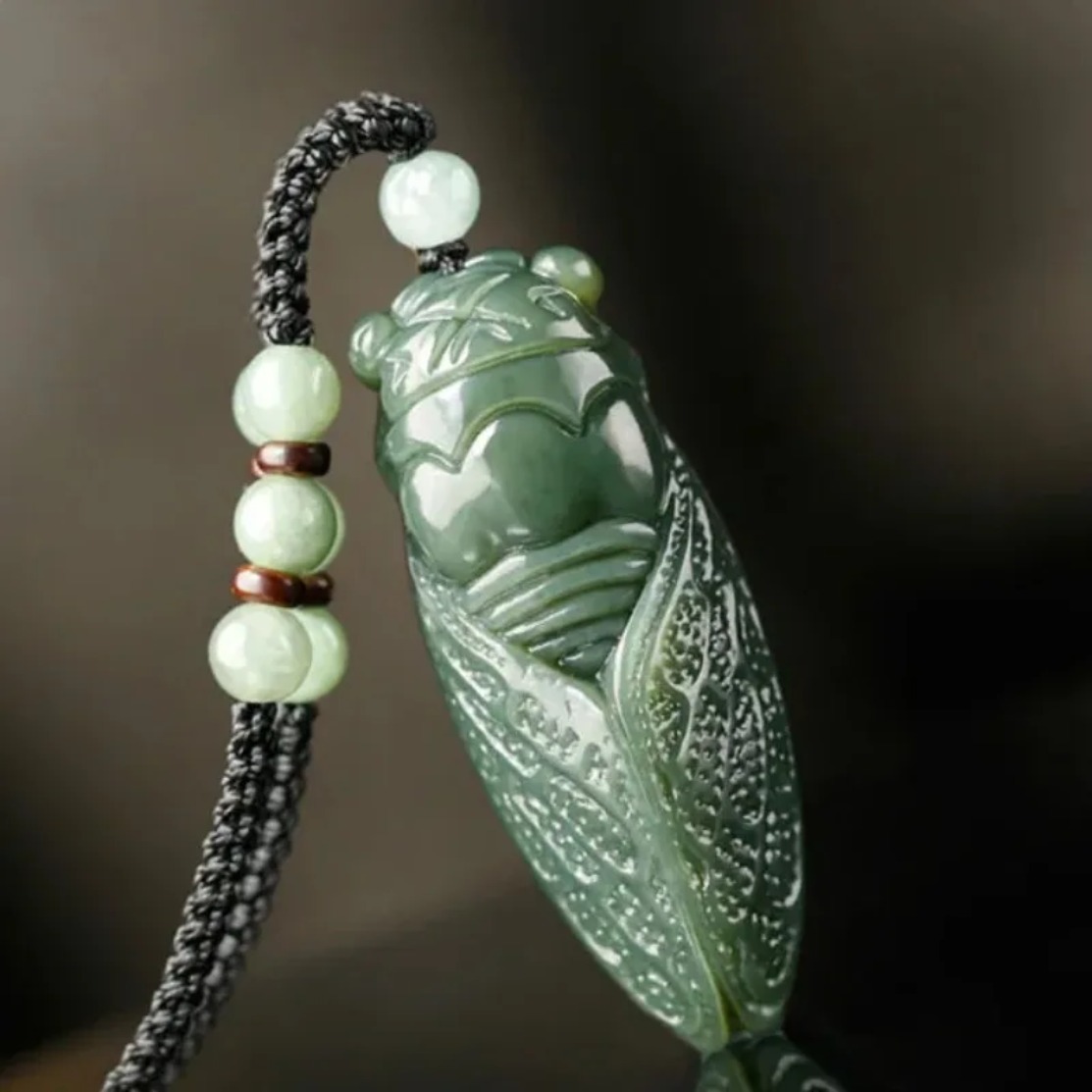 천연 헤티안 옥 매미 펜던트 비즈 목걸이, 매력적인 주 - Beading 리뷰 및 가격