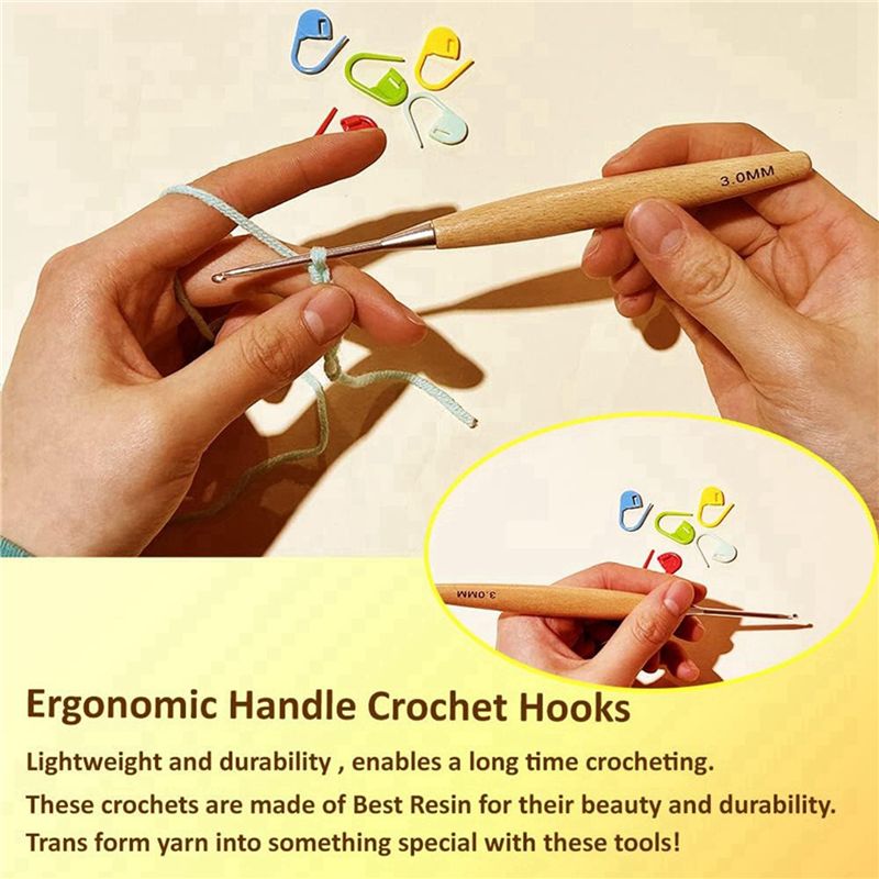 SEWS-80개 나무 코바늘 세트 3.0mm-6.5mm - Wooden Crochet Hooks Ergonomic Handle 리뷰 및 가격