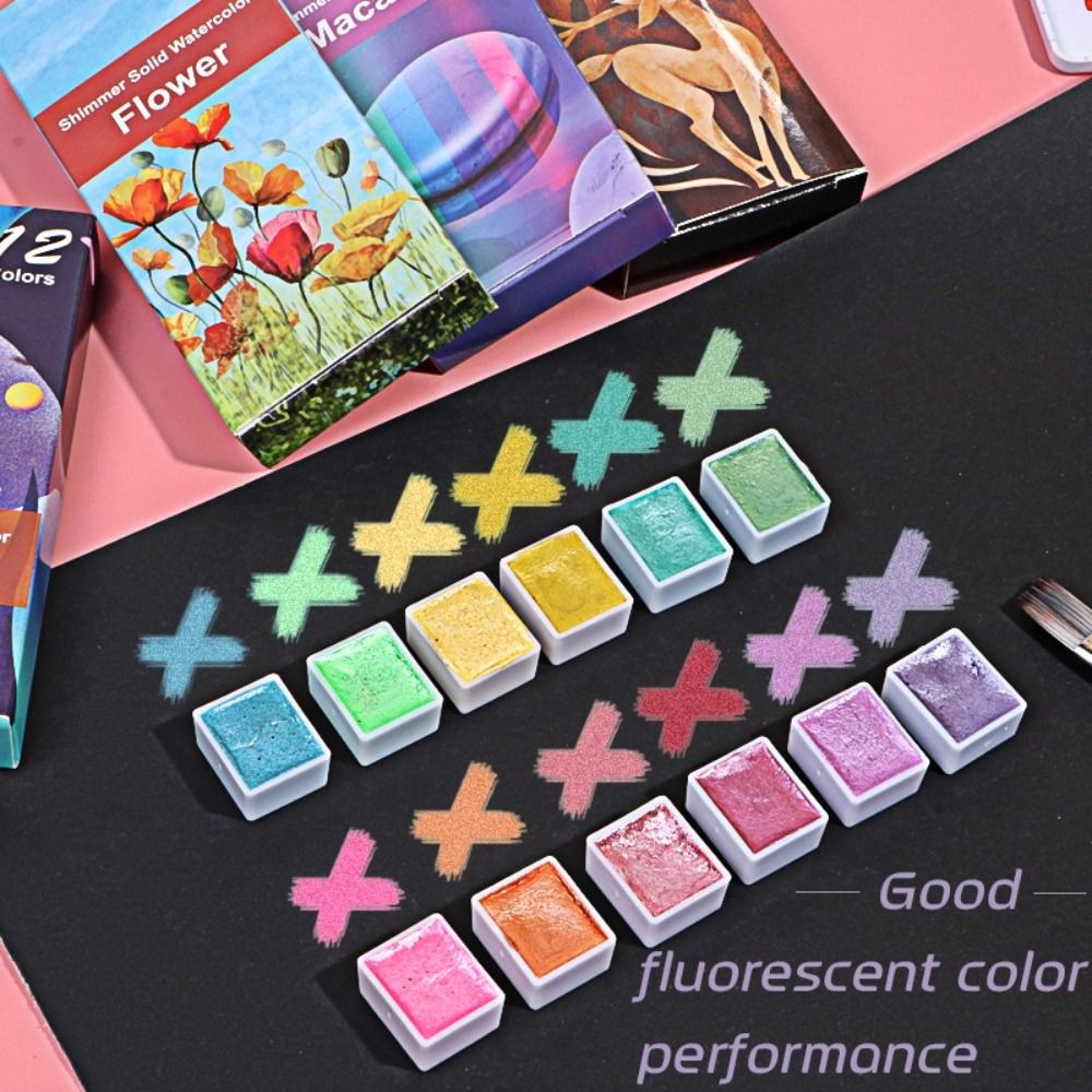 휴대용 단색 수채화 물감 세트 6/12 색상 플라스틱  - Watercolor Paint Set Solid Pigment 리뷰 및 가격