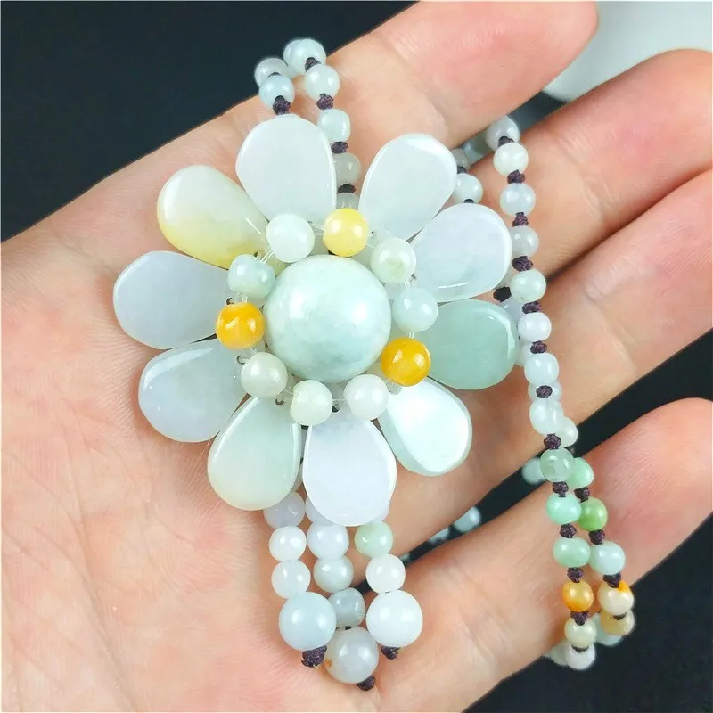인증 버마어 옥 해바라기 펜던트 경옥 에메랄드 비즈 목 - Beading 리뷰 및 가격
