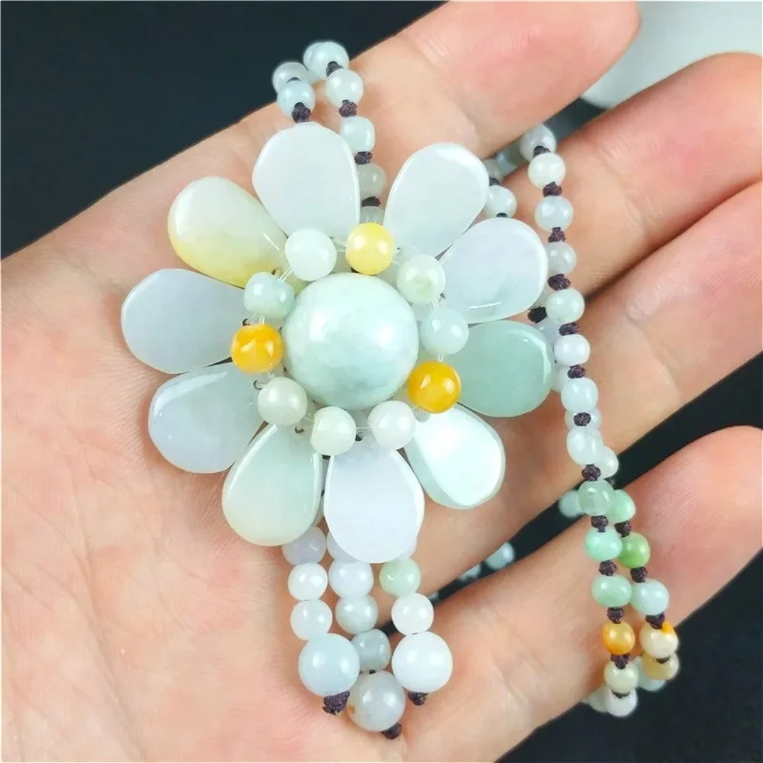 인증 버마어 옥 해바라기 펜던트 경옥 에메랄드 비즈 목 - Beading 리뷰 및 가격