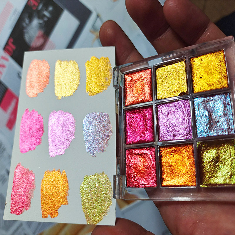 9색 손톱 단색 물감 오로라 진주 손톱 예술 수채 금속 - Watercolor Paint Set Solid Pigment 리뷰 및 가격