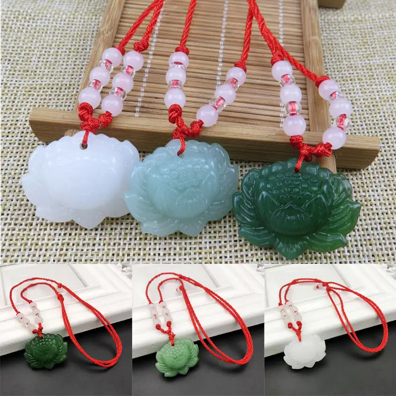 자연스러운 녹색 옥으로 만든 연꽃 펜던트 비즈 목걸이, - Beading 리뷰 및 가격