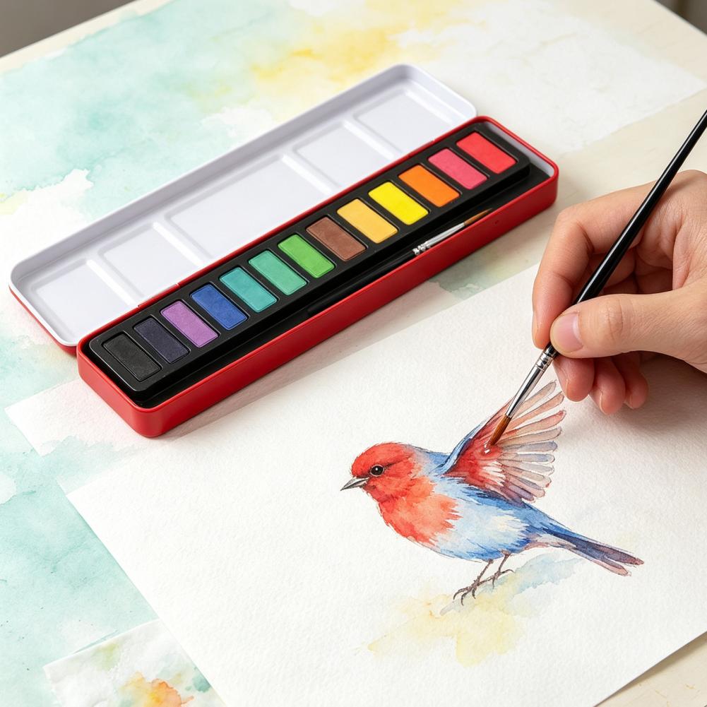 휴대용 수채화 물감 세트 고체 구아슈 안료 세척 가능한 - Watercolor Paint Set Solid Pigment 리뷰 및 가격