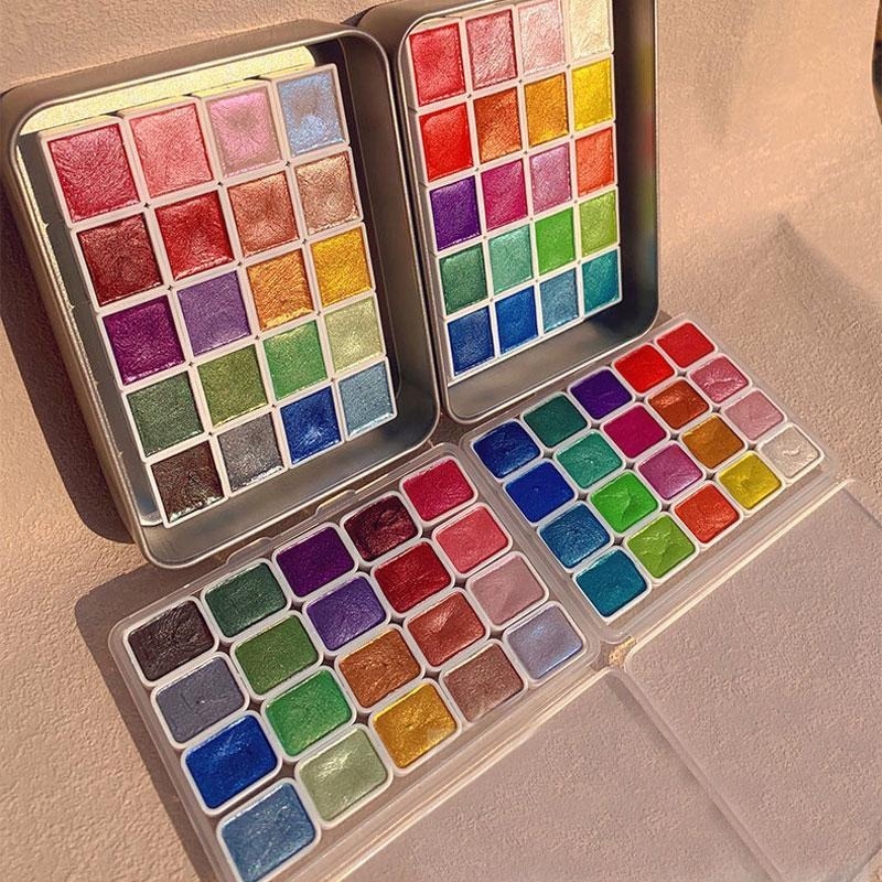 진주빛 페인트 휴대용 20색 고체 수채화 아트 수채화  - Watercolor Paint Set Solid Pigment 리뷰 및 가격