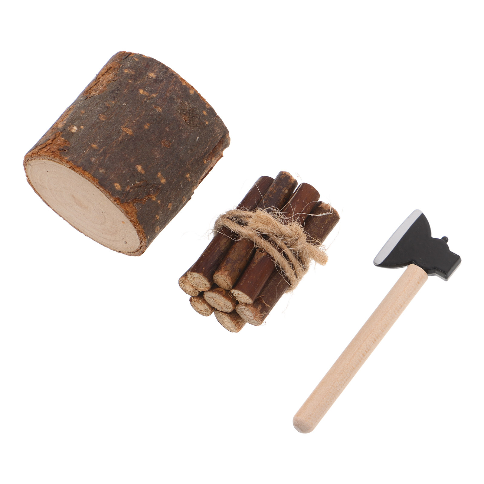 미니어처 장작 세트, 장작을 쪼개는 도구 포함, 사실적 - Craft Tools 리뷰 및 가격